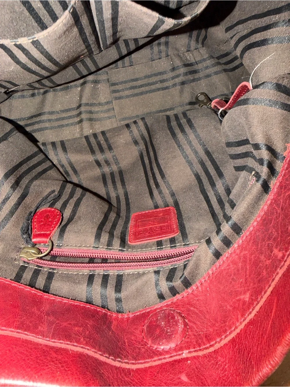 Frye Red Leather Shoulder Hobo with Matching Wallet